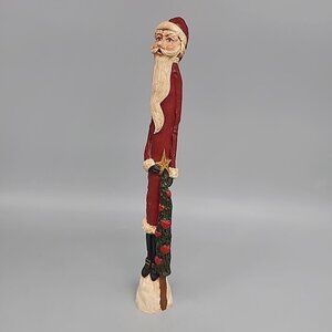 Jim Shore 1990 Folk Art 10” Pencil Santa Claus Tree Hearts JS Signed Christmas
